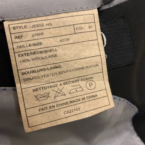 Per Lui mens 42R wool black slim fit suit blazer and pants - Picture 9 of 9